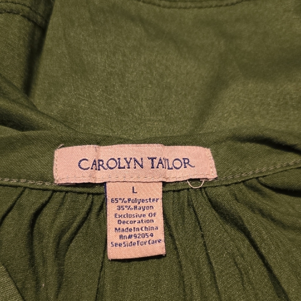 Carolyn Taylor Long Sleeve Green  Blouse L - Picture 2 of 6